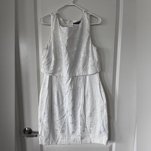 Elegant White Knee-Length Textured Floral Dress